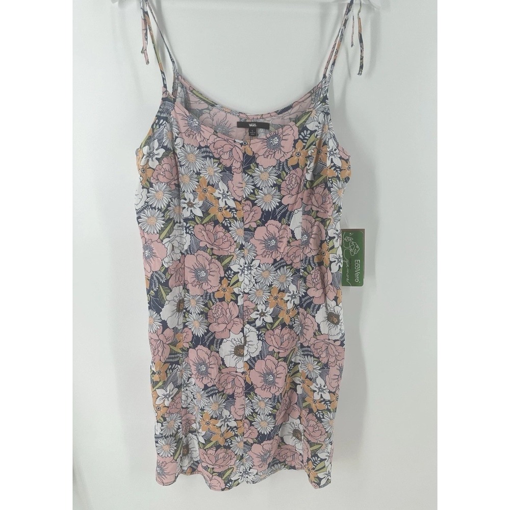 NWT Vans Daly Floral Cream Tank Short Mini Sweetheart Dress L‎ Womens T1001